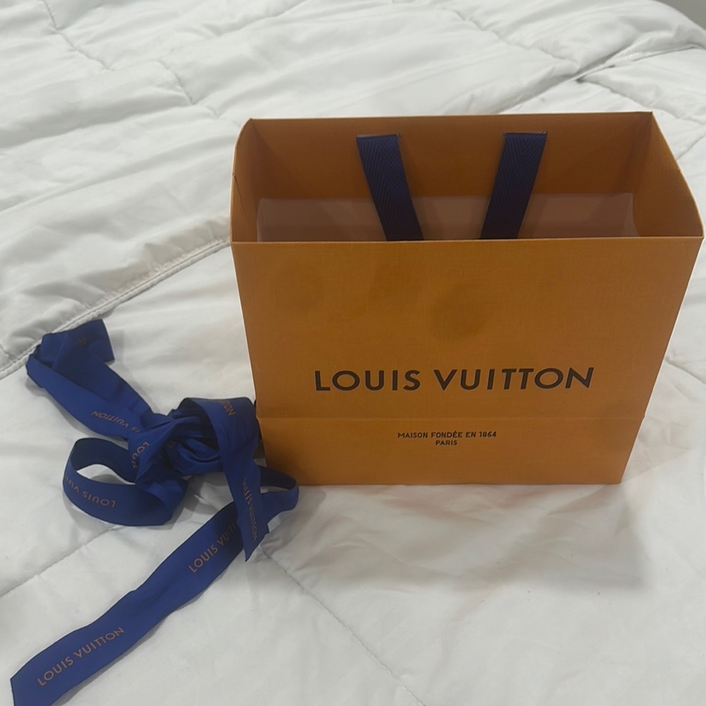 Louis Vuitton Tangerine Bag with Navy Ribbon